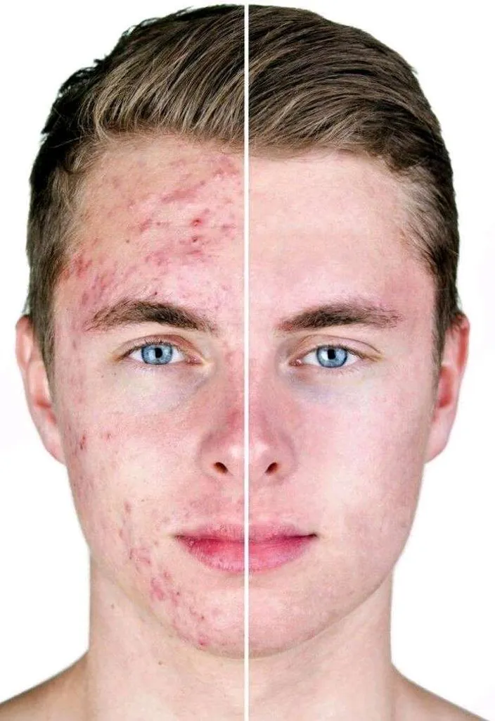 make acne problem before after picture for miracle Aesthetics clinic, advertising style