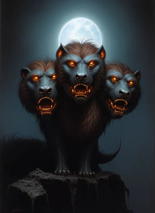 a group of dogs with glowing eyes on their faces