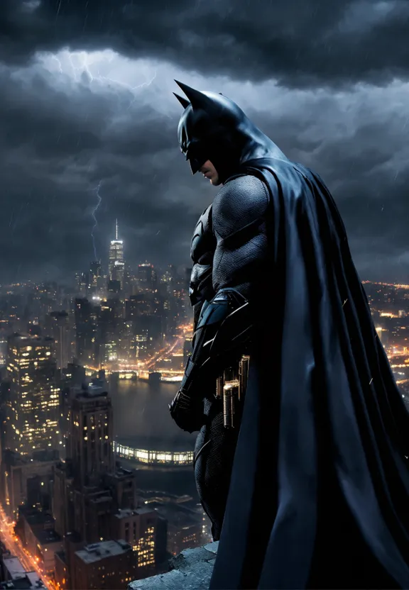 a batman standing on top of a building