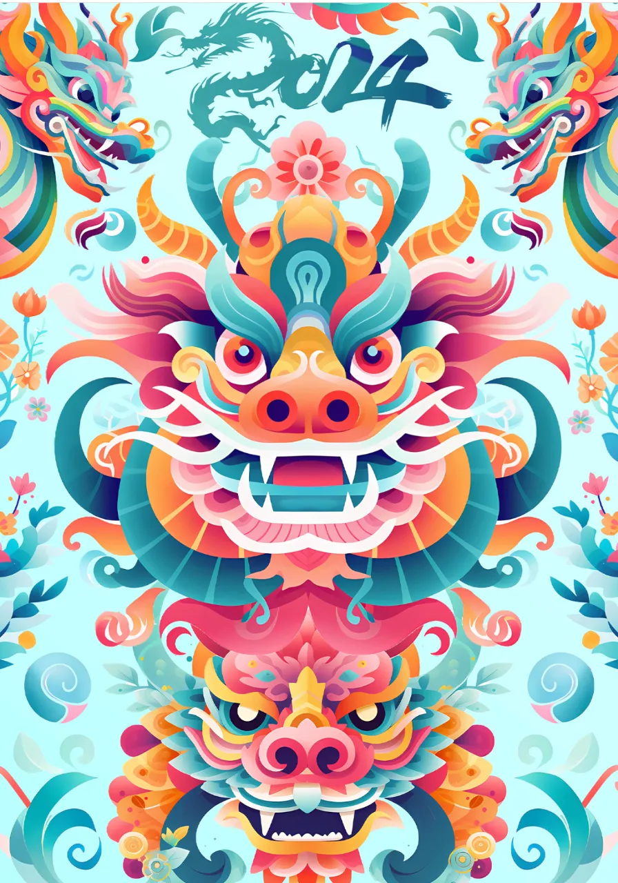 a chinese dragon and dragon head on a blue background