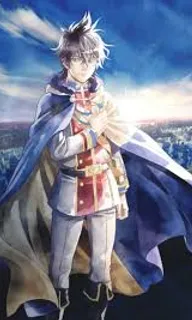 a man in a blue cape standing on top of a hill