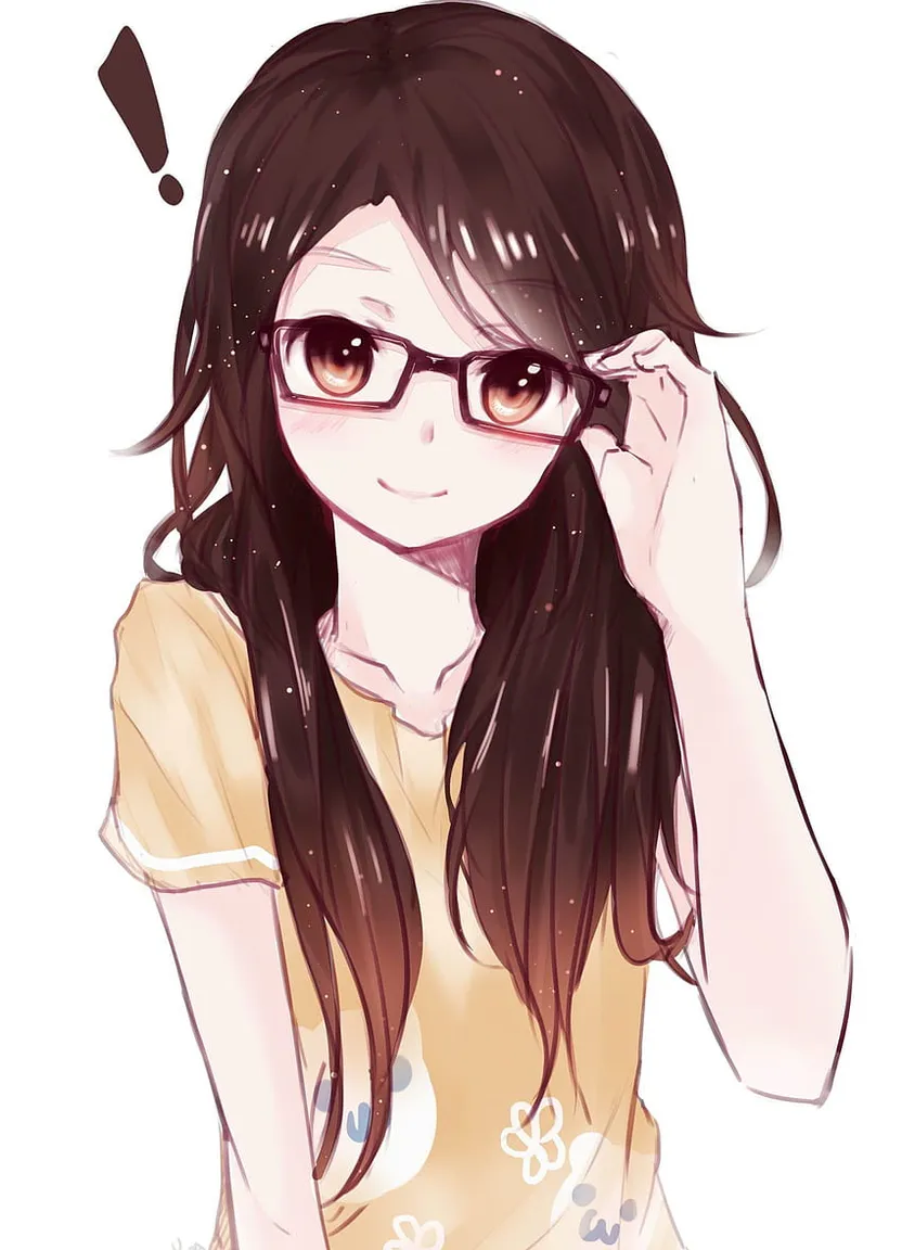 a drawing of a girl wearing glasses