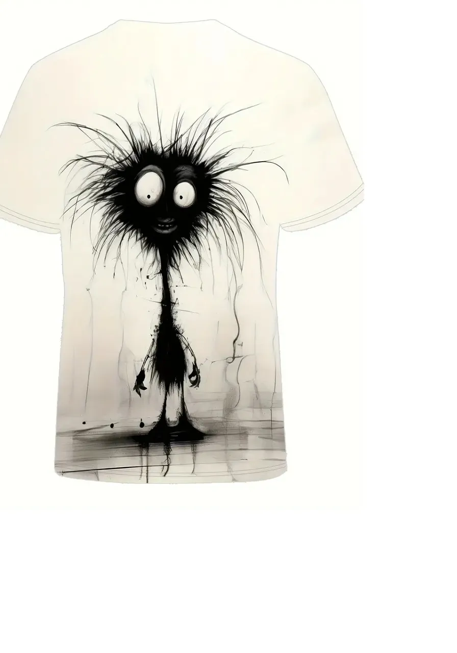 The monster comes to life on a T-shirt and dances