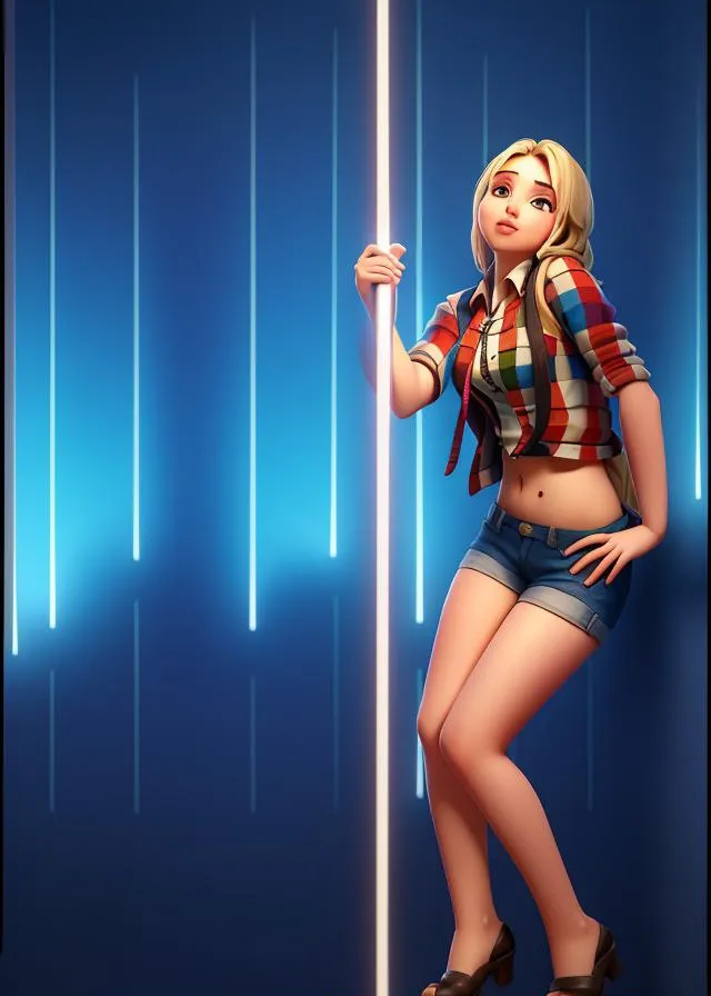 a woman standing next to a tall pole,Two arms two legs 