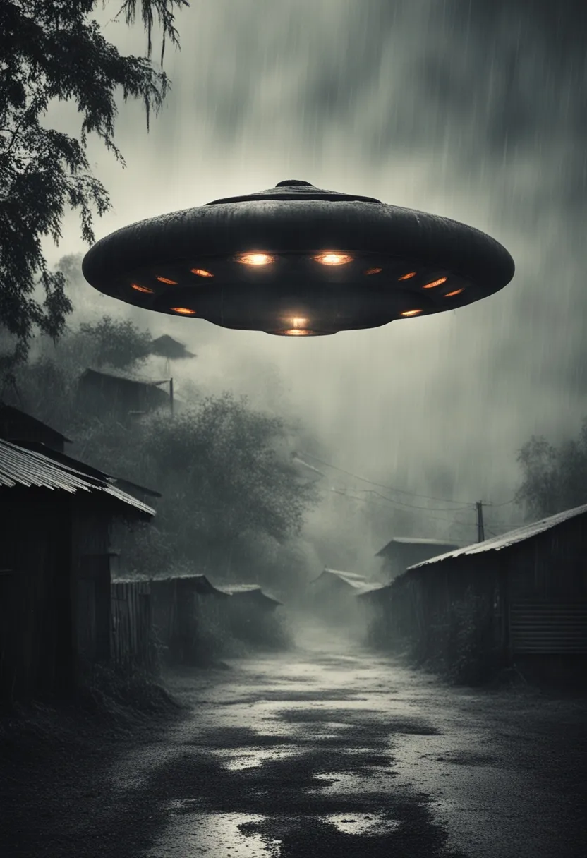 a black and white photo of a flying saucer