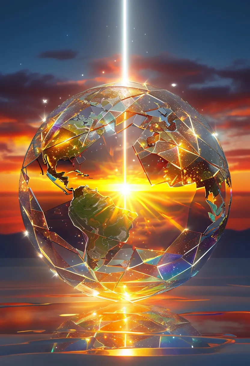 a glass globe with a bright light shining through it