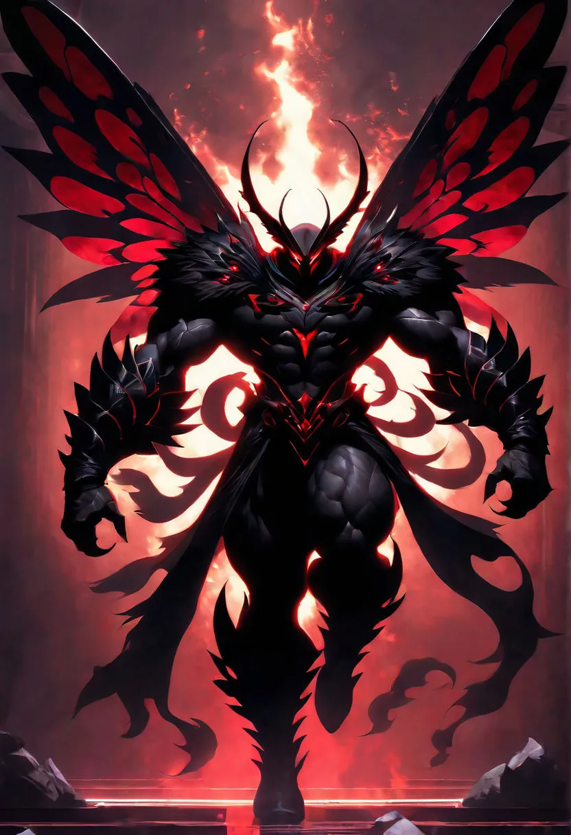 art, cartoon, red, supernatural creature, cg artwork, fictional character, darkness, wing, painting, graphics