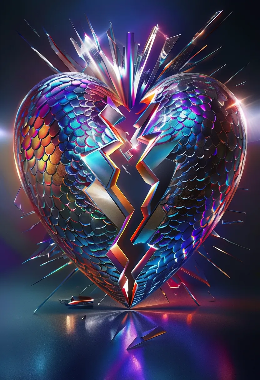 a heart shaped object with many different colors,broken