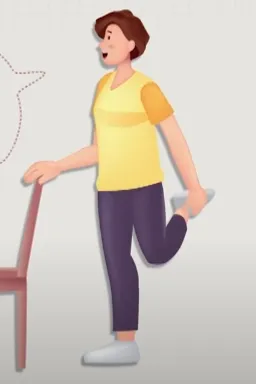 a cartoon of a person standing next to a chair