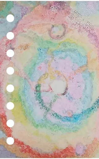 a picture of a multicolored painting with circles around it
