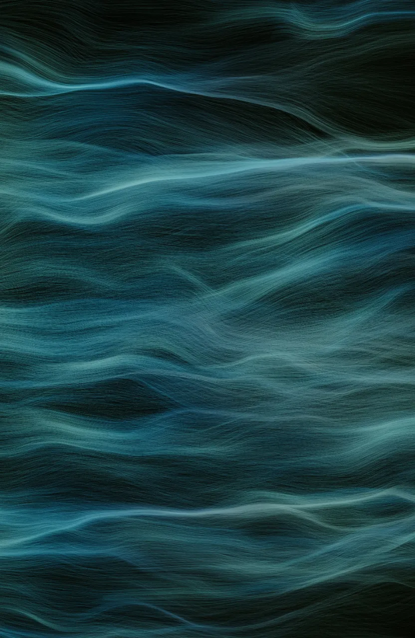 a painting of blue waves on a black background