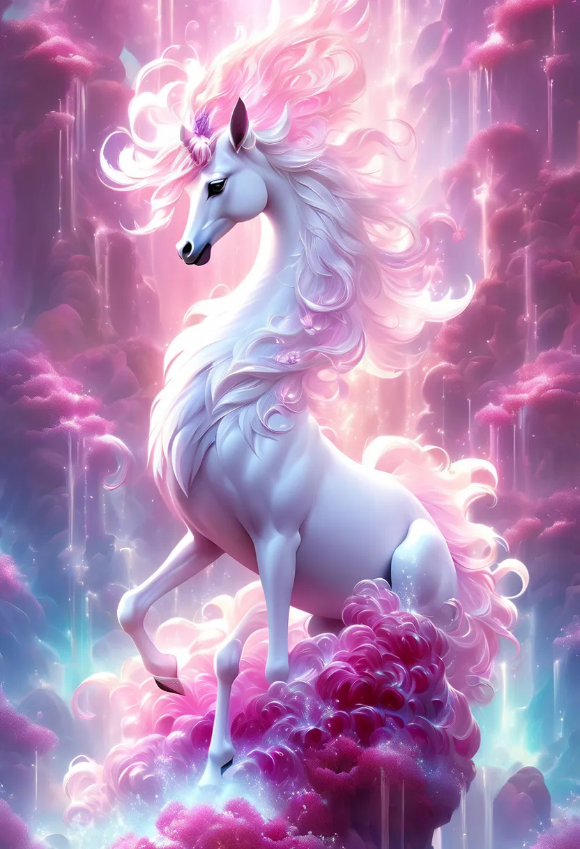 horse, unicorn, mythical creature, light, cartoon, purple, lighting, pink, art, magenta