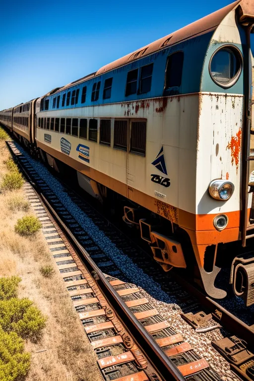 a train traveling down train tracks next to a field