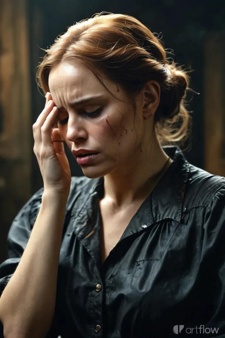 a woman holding her head in her hands