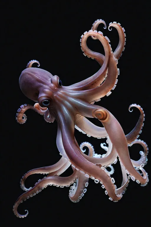 an octopus sculpture is shown against a black background