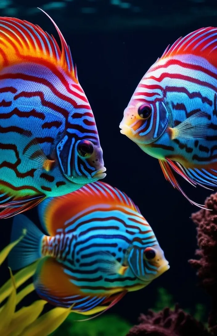 two colorful fish swimming in an aquarium