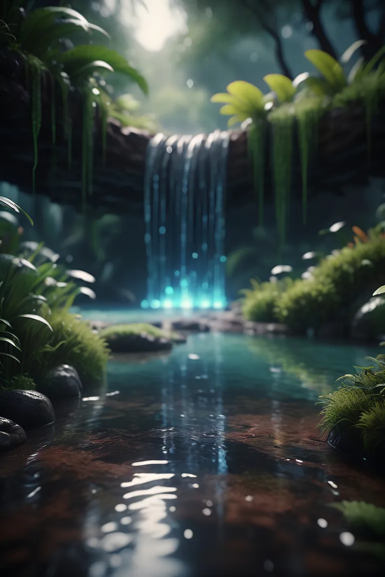 a waterfall in the middle of a forest