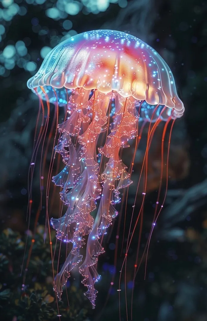 a jellyfish is floating in the water