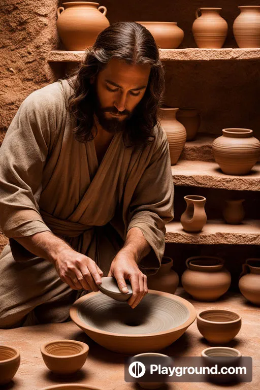 a man is making a bowl out of clay