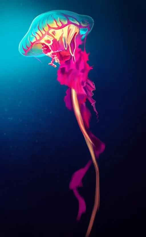 a colorful jellyfish floating in the water