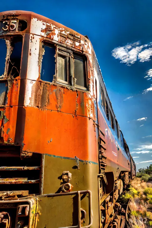 an old rusted train sitting on the tracks