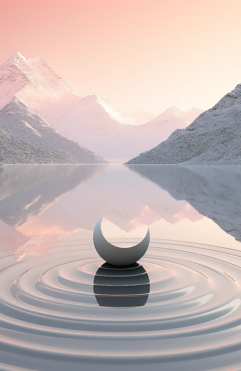 a large body of water surrounded by mountains half moon