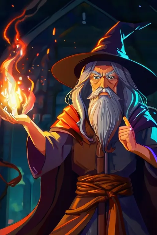 a wizard with a long white beard holding a lit candle