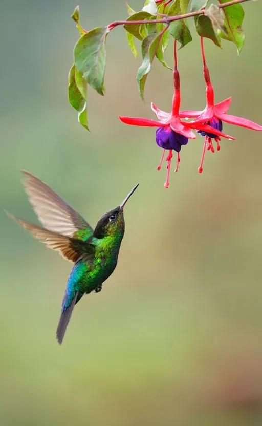 a hummingbird is flying near a flower