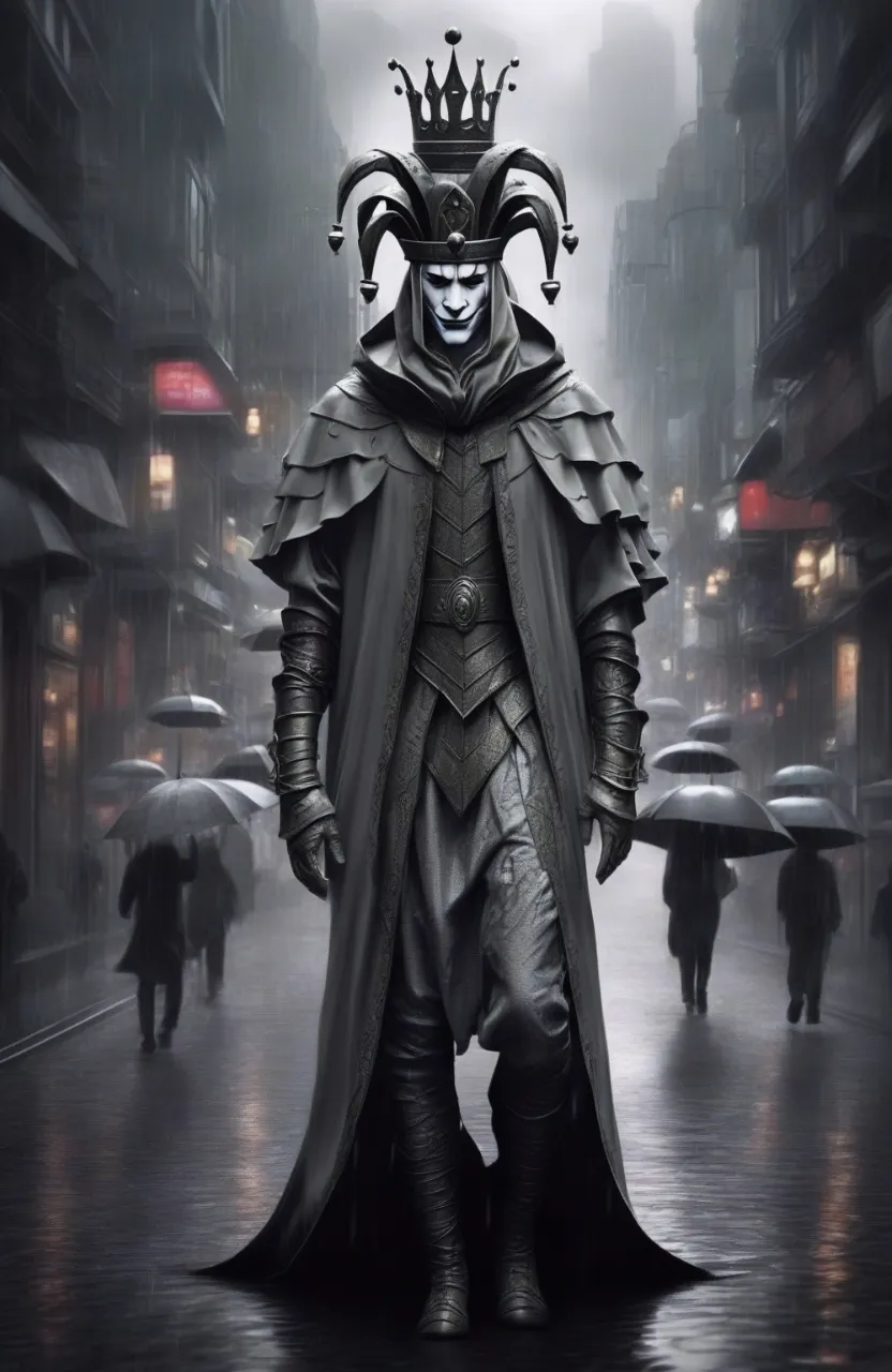 a man dressed as a demon in a city