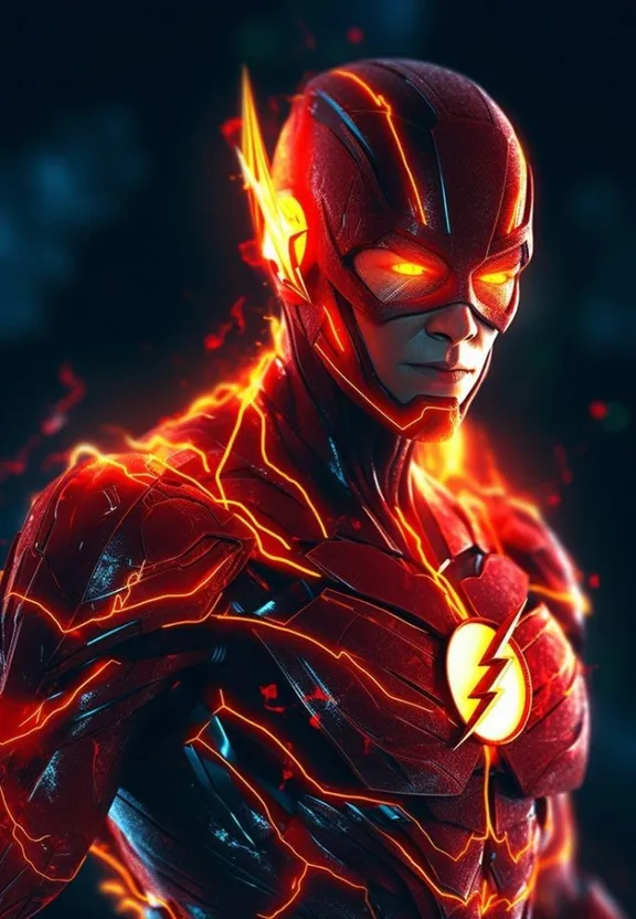 a man in a flash suit with his hands on his hips
