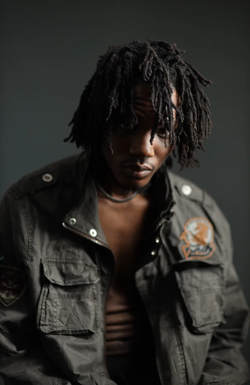 a man with dreadlocks wearing a jacket