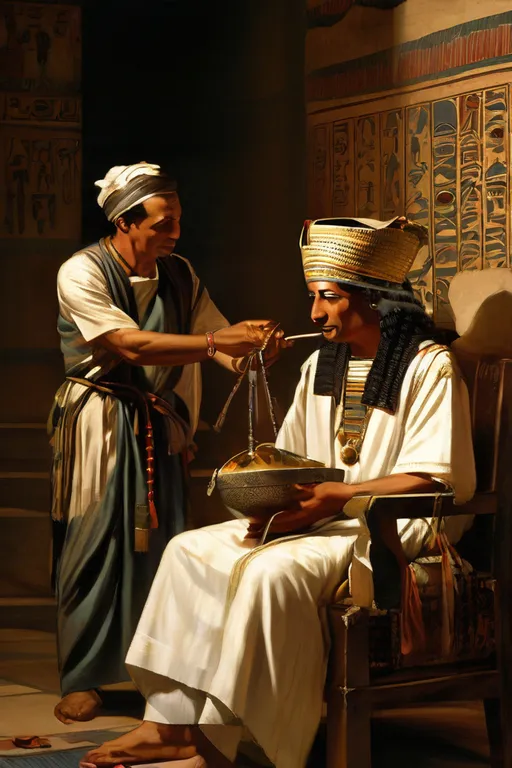 a painting of two men in egyptian costumes