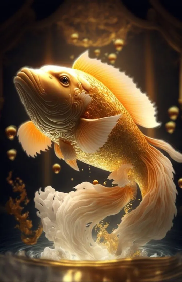 a painting of a goldfish in water