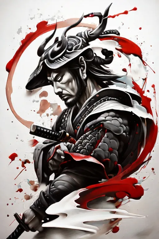 a painting of a samurai holding a sword