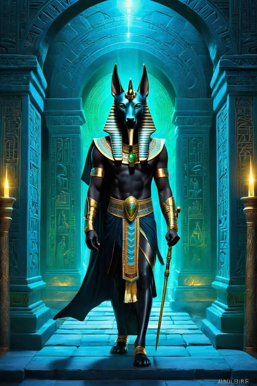 an egyptian pharaoh standing in front of a doorway