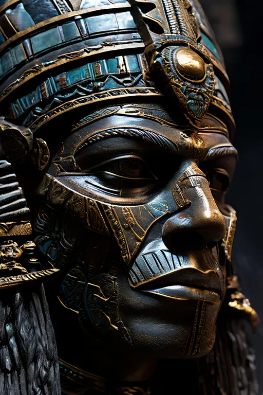 a close up of a statue of a person wearing a mask