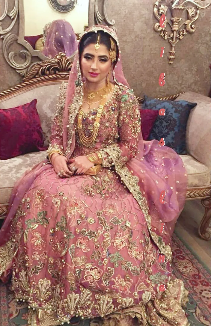 A bride in majestic purple gown, surrounded by lavish garden, with an intricate hairstyle, and embellished sleeves