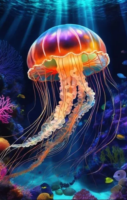 a jellyfish swimming in an aquarium filled with water