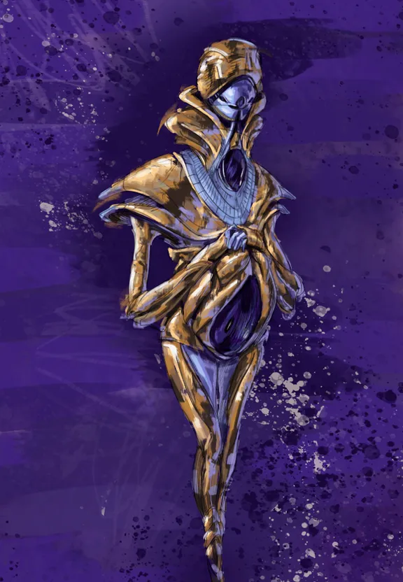 purple, art, religious item, painting, cg artwork, electric blue, fictional character, event, sculpture, visual arts