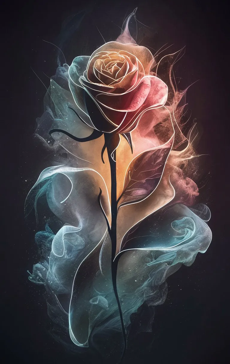 a painting of a rose on a black background