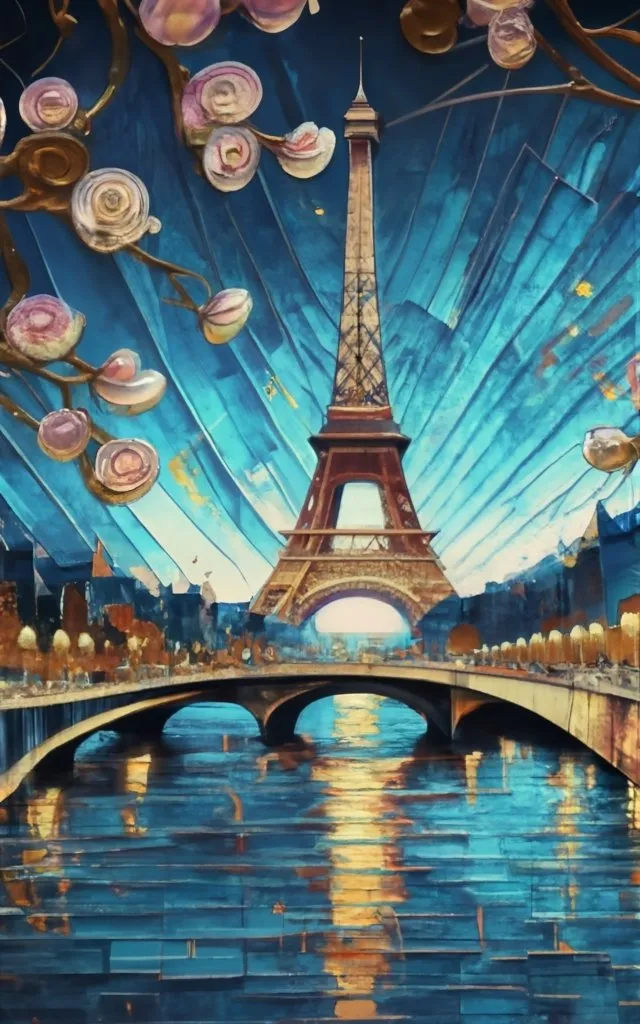 a painting of the eiffel tower in paris