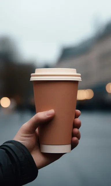 a person holding a cup of coffee in their hand