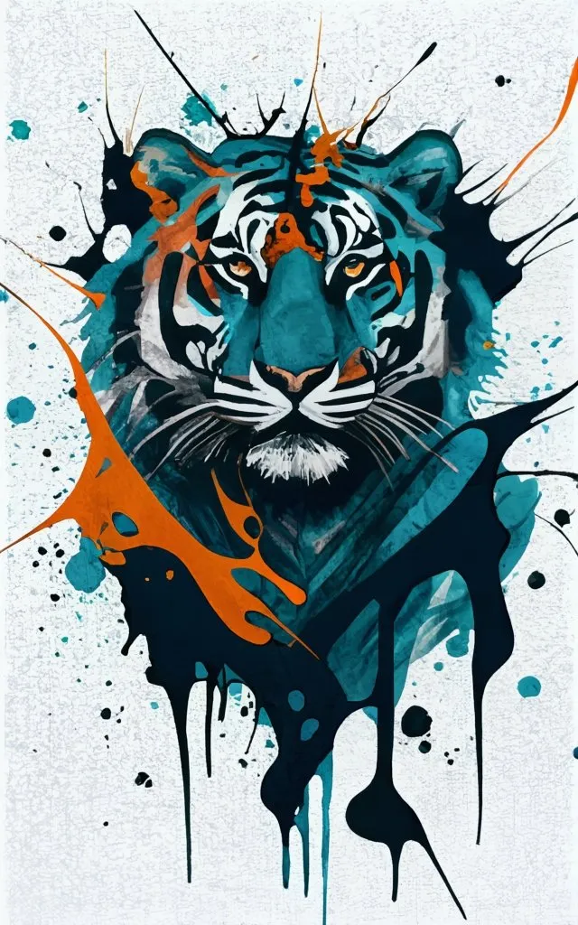 a painting of a tiger on a white background