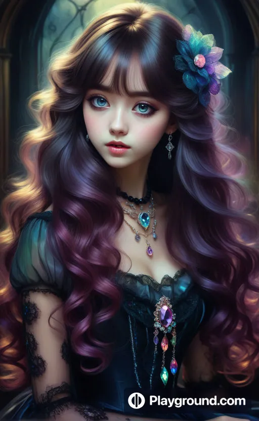 a painting of a girl with long hair