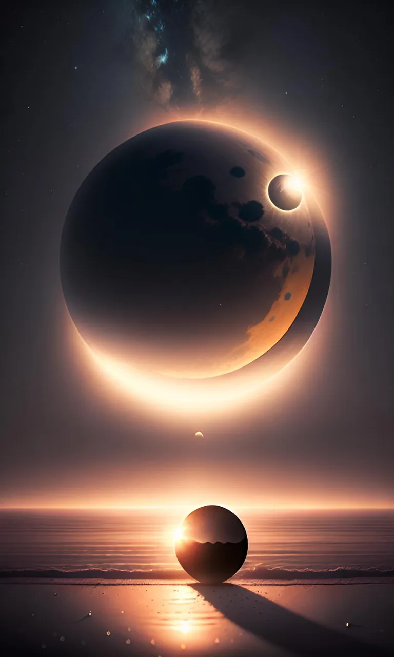 an artist's rendering of a planet and its moon