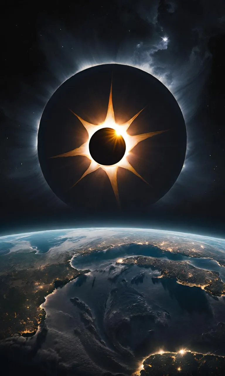 a solar eclipse is seen over the earth