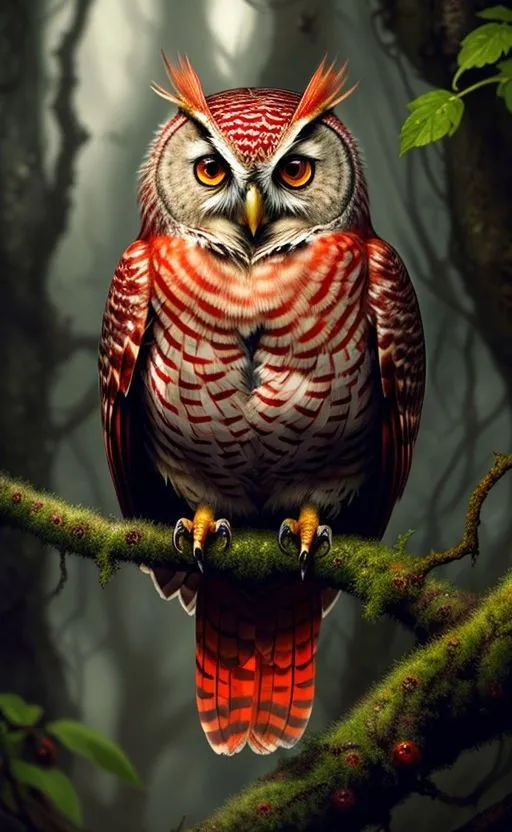 a painting of an owl sitting on a branch