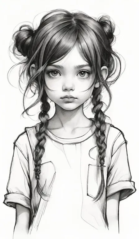 a drawing of a girl with long hair