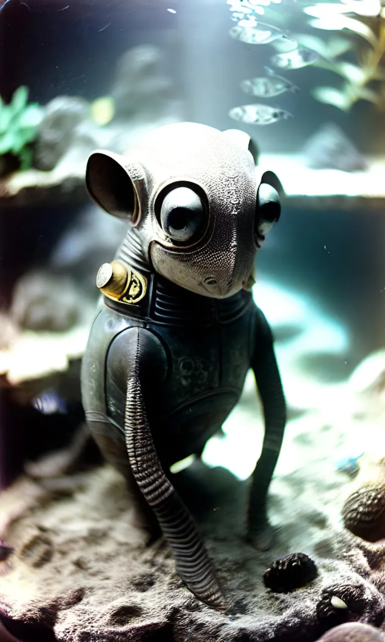 a small toy alien sitting on top of a rock