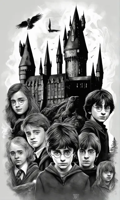 a drawing of harry potters castle with harry potters on it